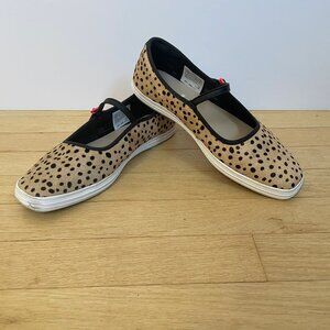 Keds mary jane flats - animal print on real cow hair fur Women's size 8.5 medium